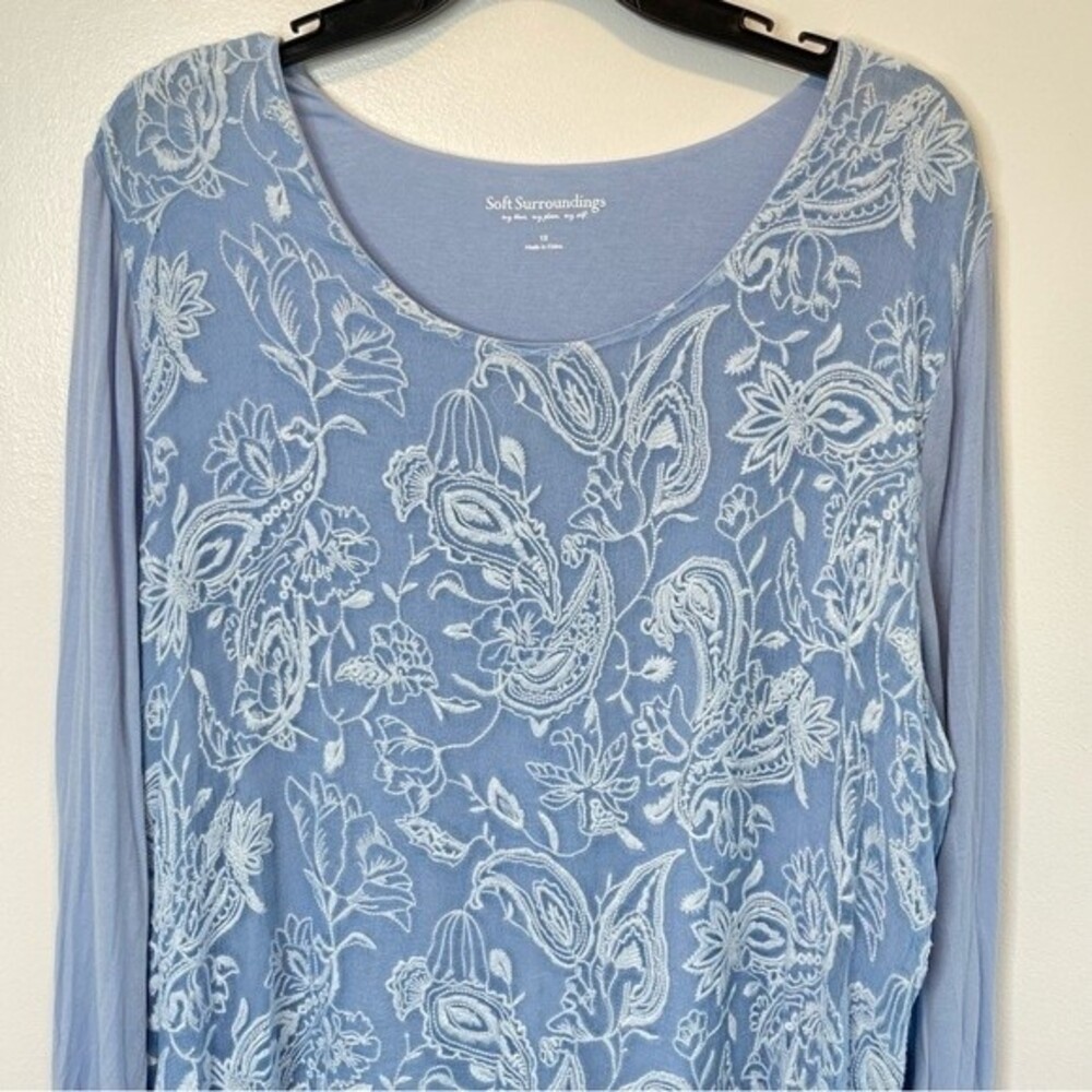 Euc Soft Surroundings Adele Silk Embroidered Tuni… - image 4